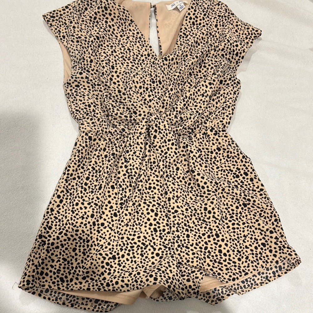Vici Leopard Print Romper - Black and Tan